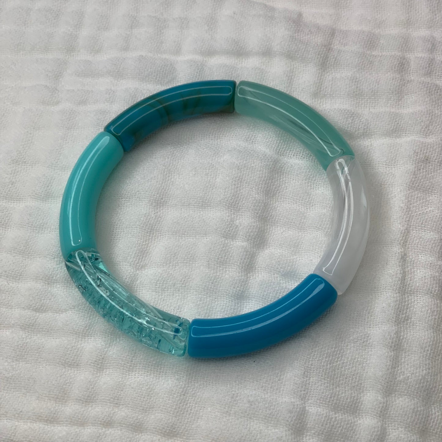 Bracelets joncs élastiques tons bleus
