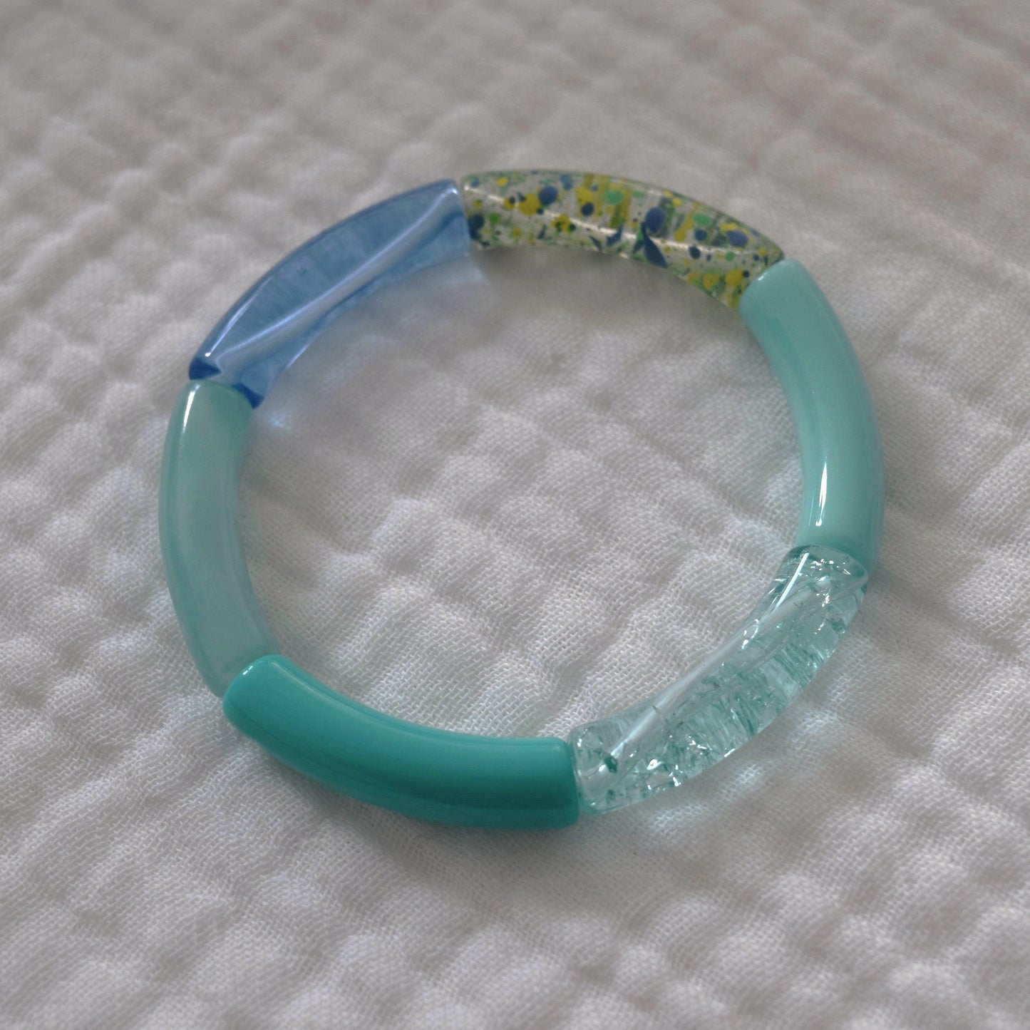 Bracelets joncs élastiques tons bleus
