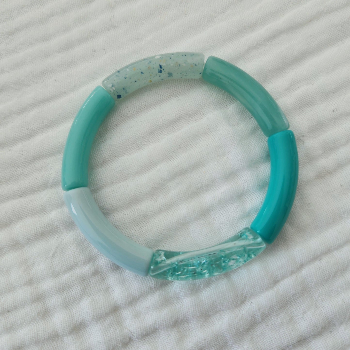 Bracelets joncs élastiques tons bleus