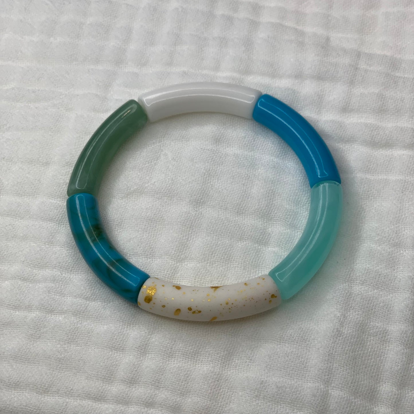 Bracelets joncs élastiques tons bleus