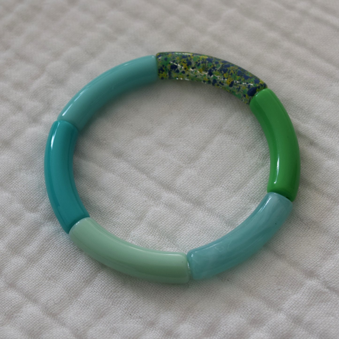 Bracelets joncs élastiques tons bleus