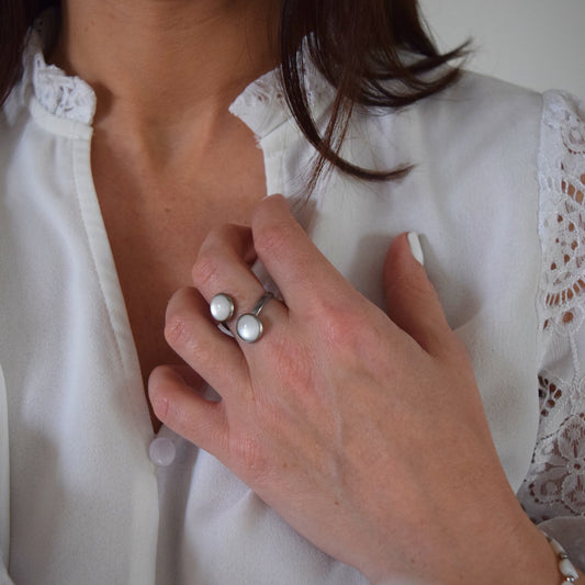 bague ajustable femme nacrée