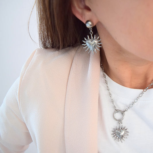 Détail pendentif cœur acier inoxydable