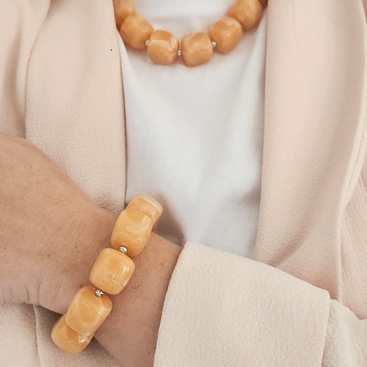 bracelet bohème chic perles acryliques corail