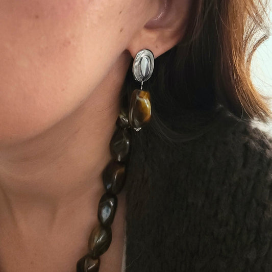 boucles oreilles femme marron style bohème chic