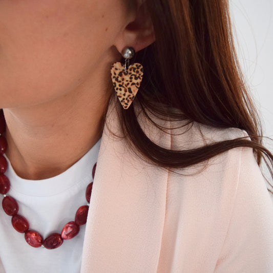 boucles cœur motif léopard acier inoxydable