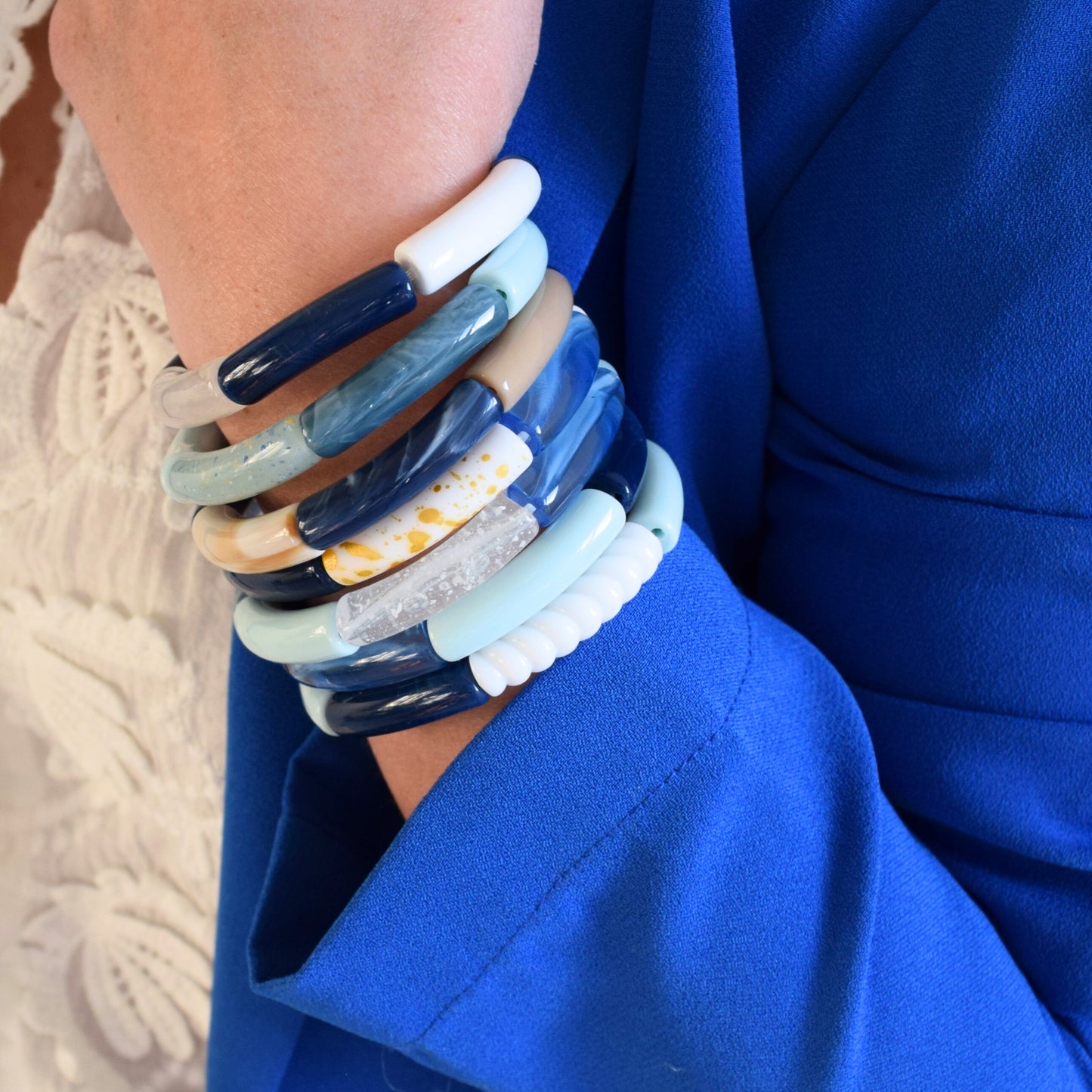 Bracelets joncs tons bleus foncés