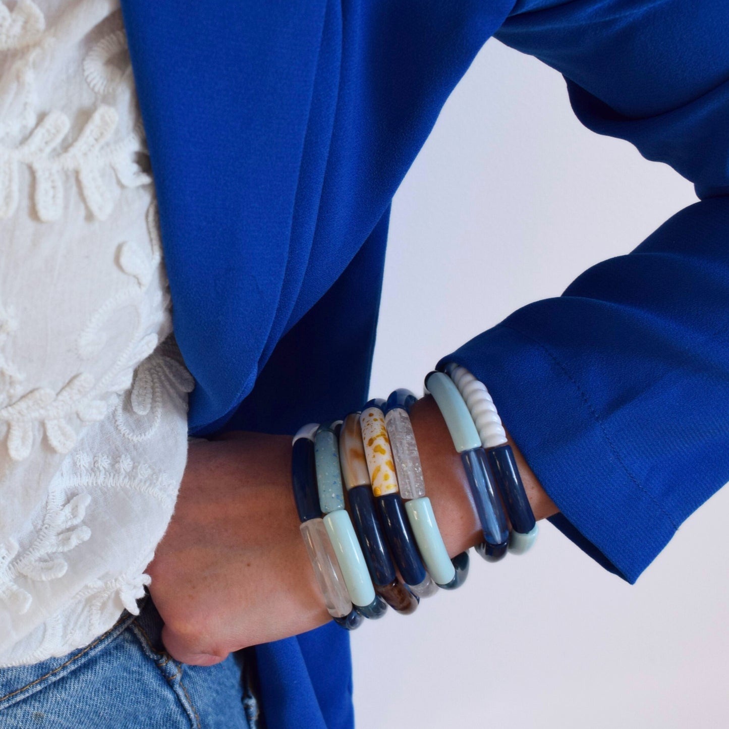 Bracelets joncs tons bleus foncés