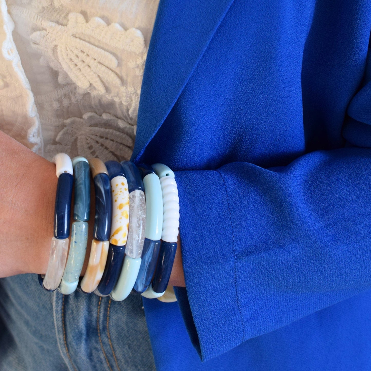 Bracelets joncs tons bleus foncés
