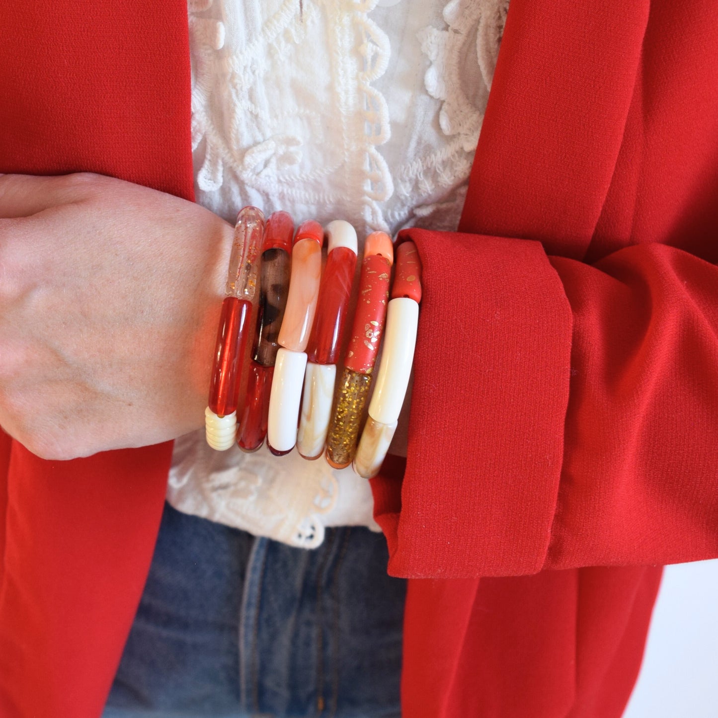 Bracelets joncs tons rouges