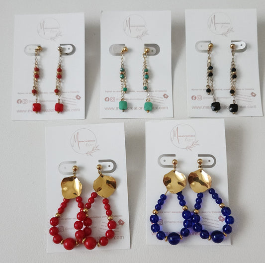 Boucles d'oreilles dorées perles