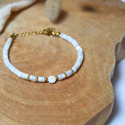 Bracelet nacre et fleur