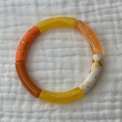 Bracelets joncs tons orange et jaune