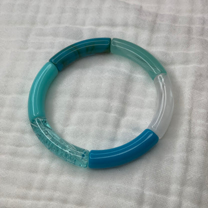 Bracelets joncs élastiques tons bleus