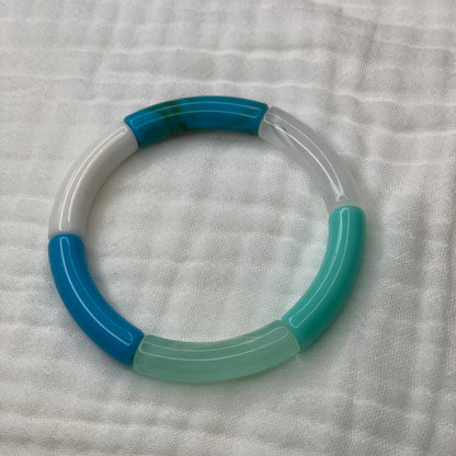 Bracelets joncs élastiques tons bleus