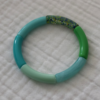 Bracelets joncs élastiques tons bleus