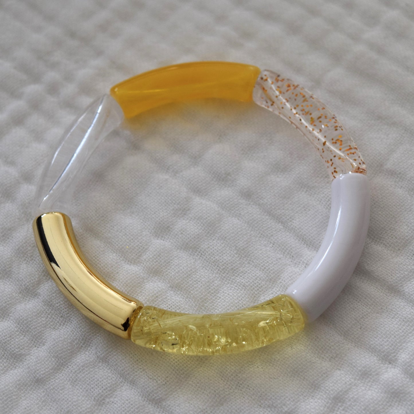 Bracelets joncs tons orange et jaune