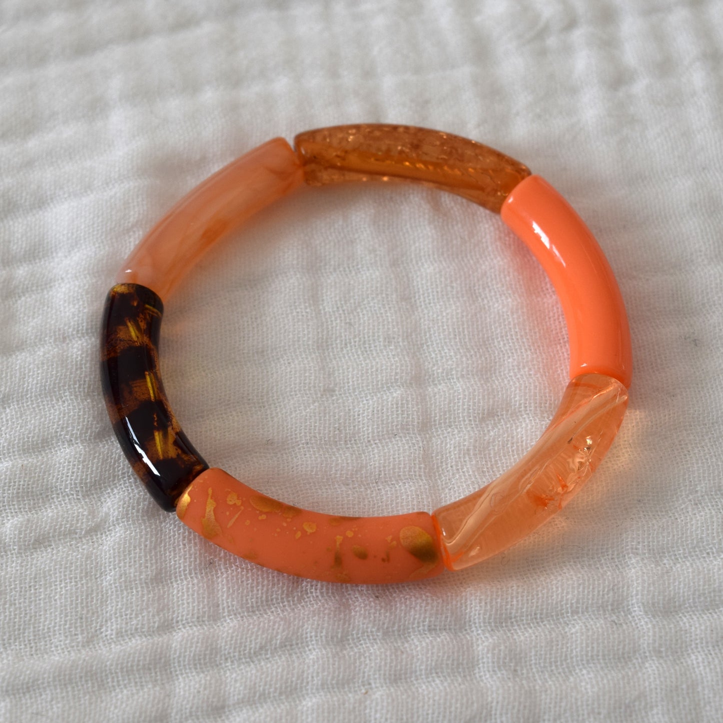 Bracelets joncs tons orange et jaune