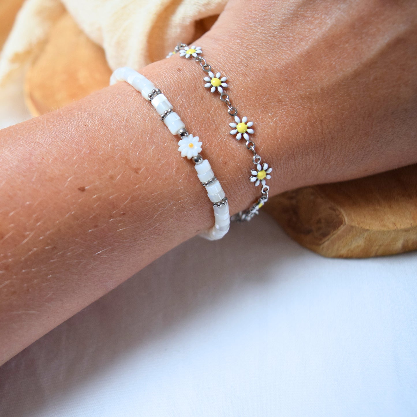 Bracelet nacre et fleur