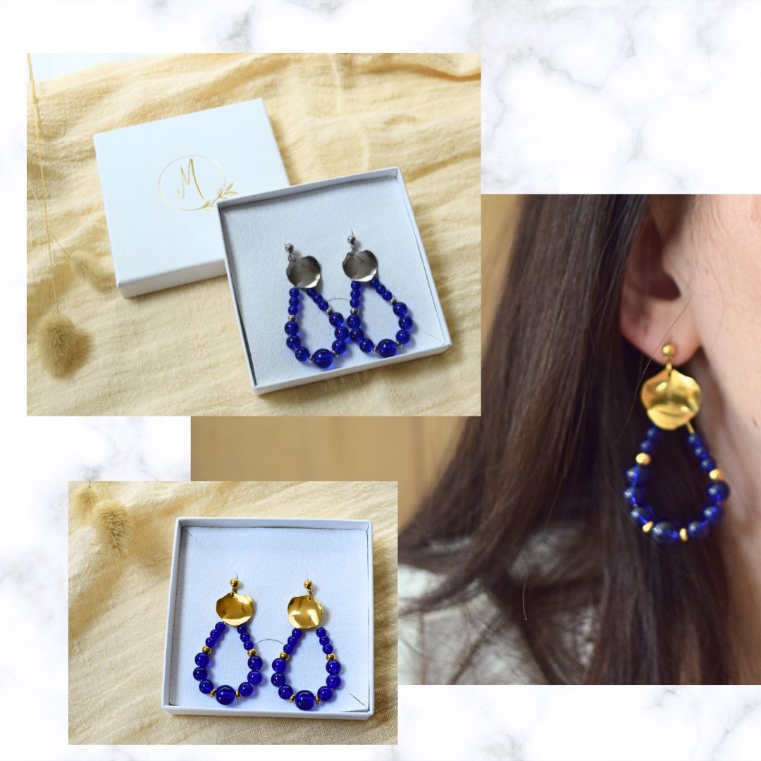 Boucles d'oreilles Gaby bleues