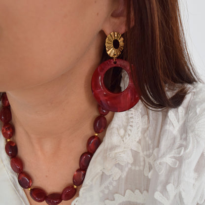 Collier femme bordeaux fait main