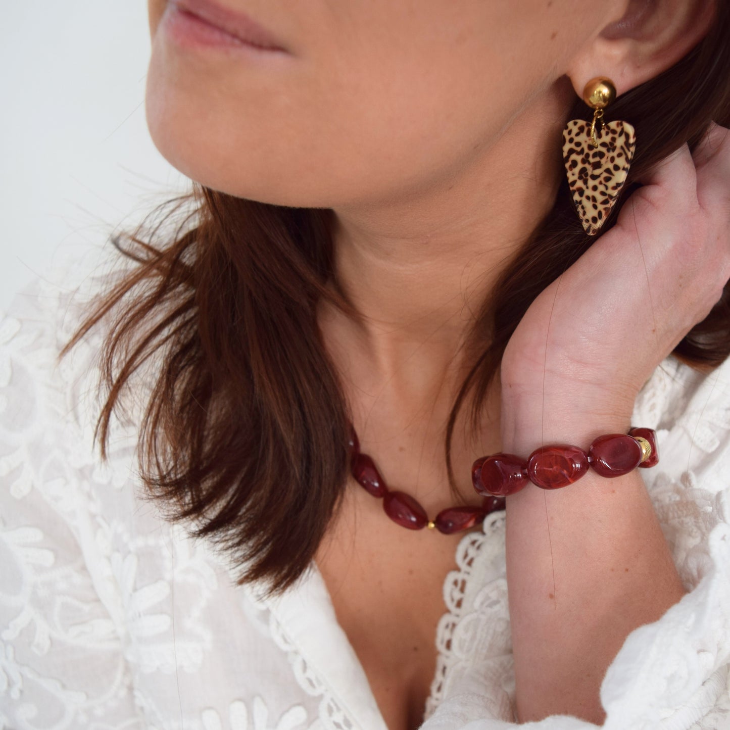 boucles d’oreilles cœur léopard en acétate