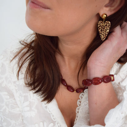 boucles d’oreilles cœur léopard en acétate