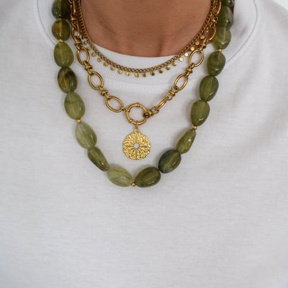 Collier tendance perles vertes