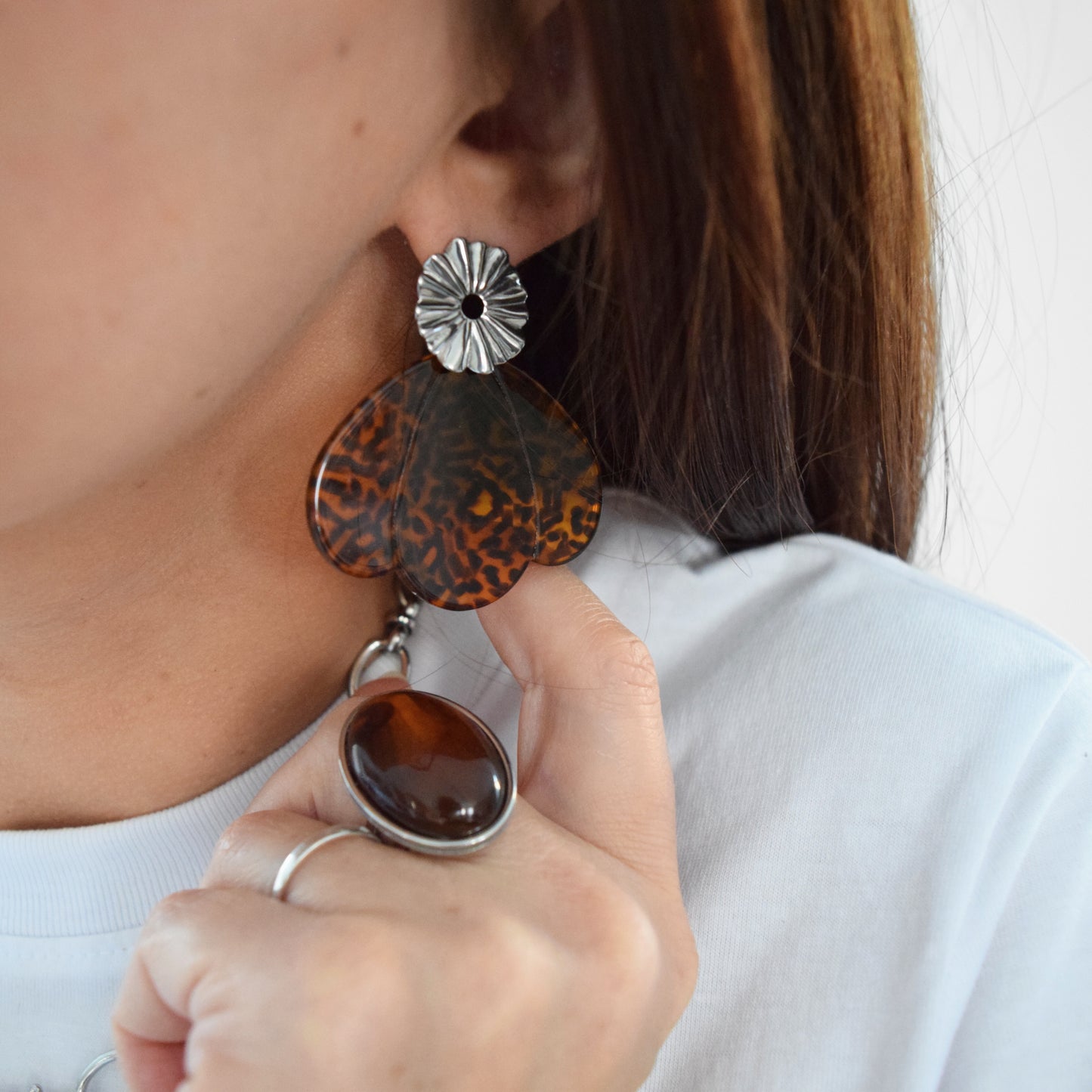Boucles statement acétate écaille