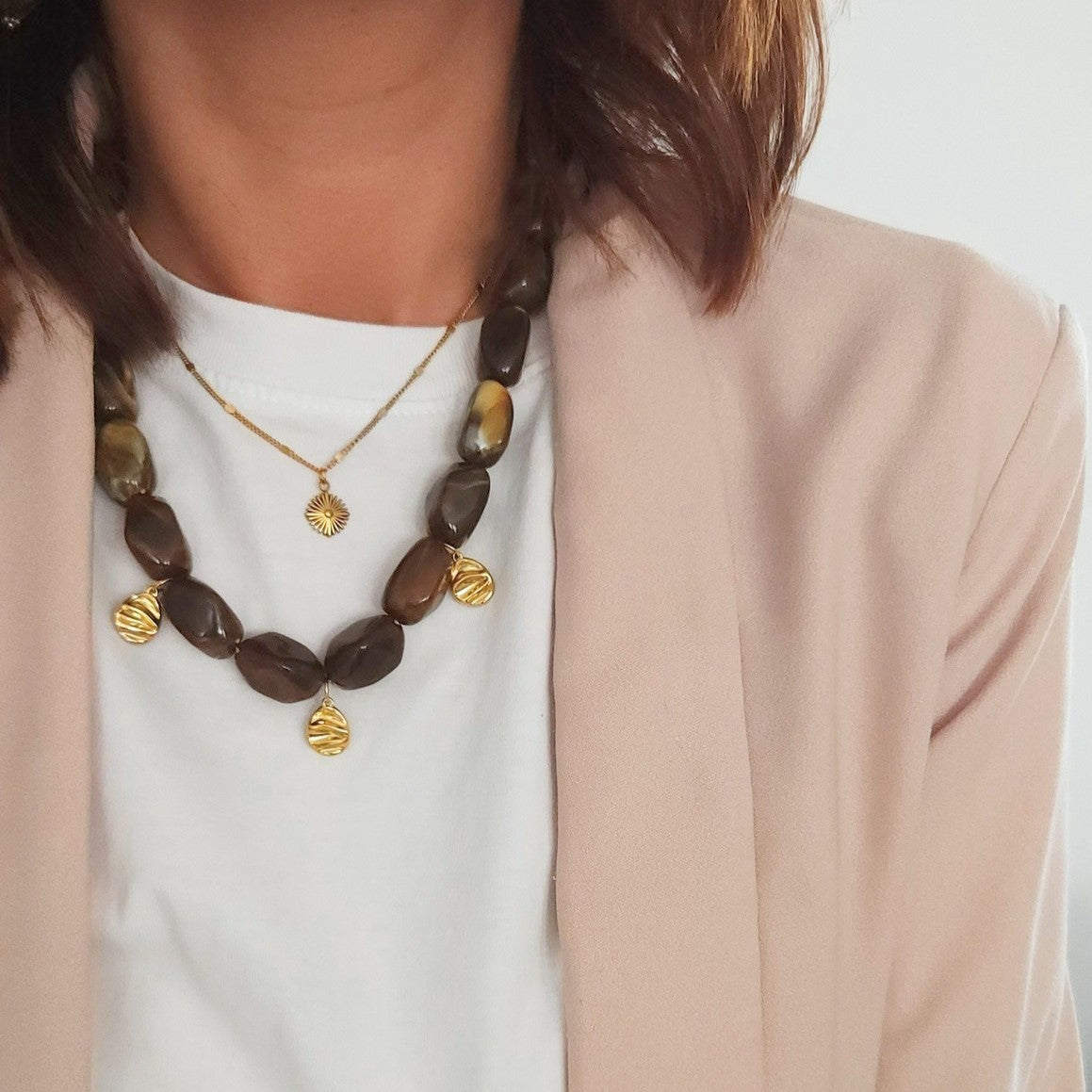 Colliers femme élégant pendentif losange