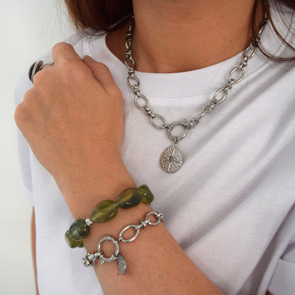 Collier chaîne avec fermoir anneau tendance