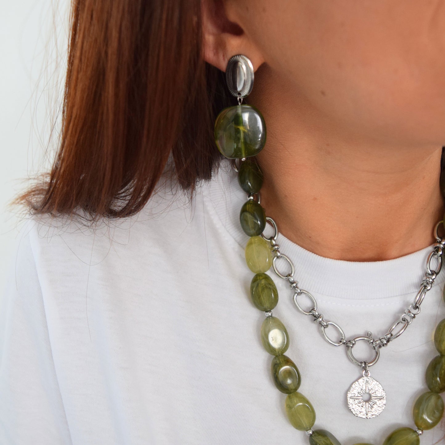 Boucles tendance vert olive