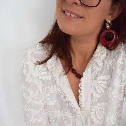 parure bijoux perles bordeaux acier inoxydable
