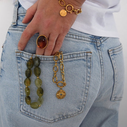 Collier perles ovales vert naturel