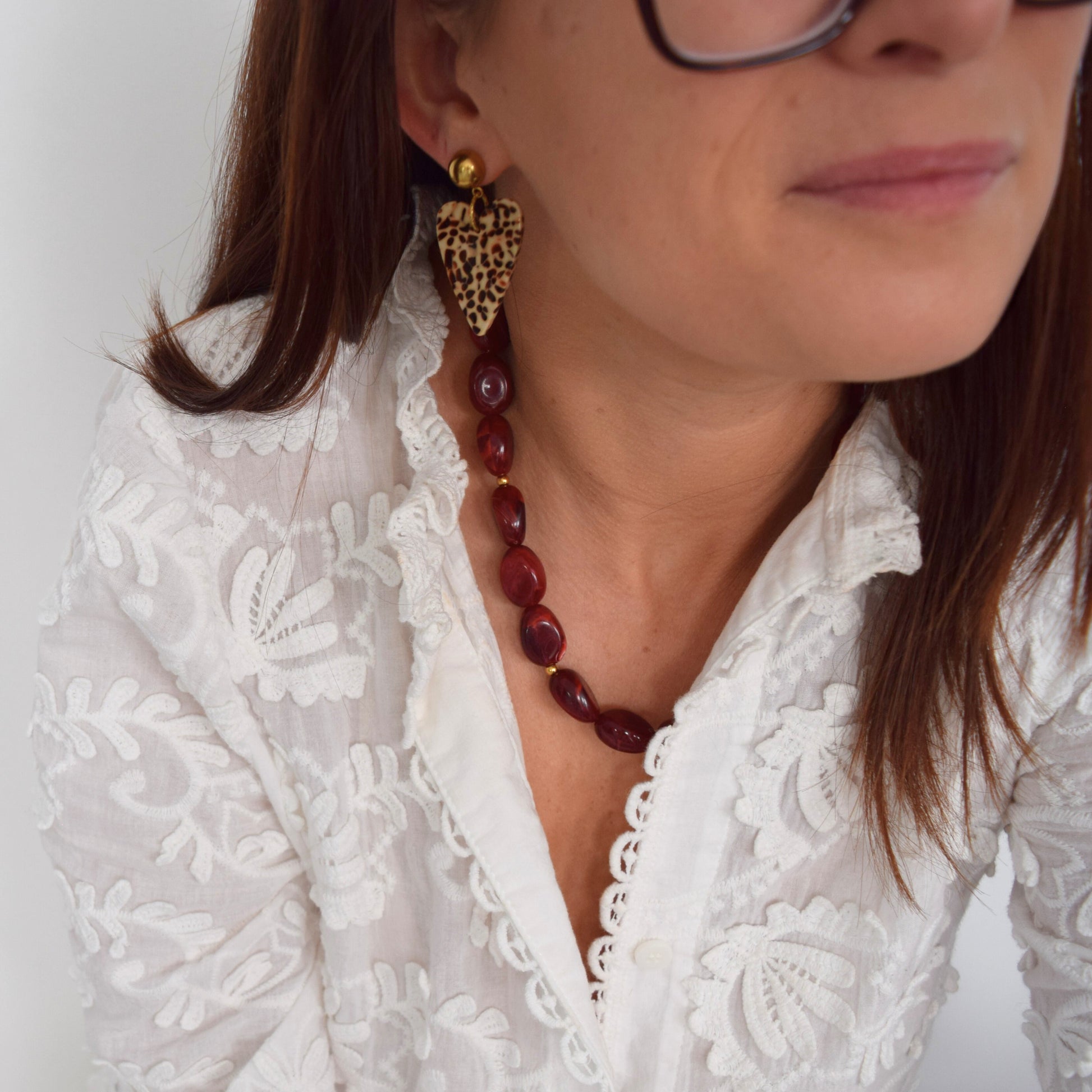 boucles pendentif cœur léopard