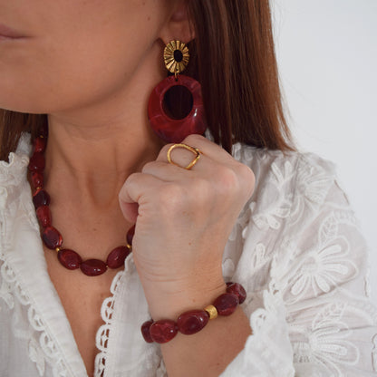 Bijou femme bordeaux chic et intemporel doré