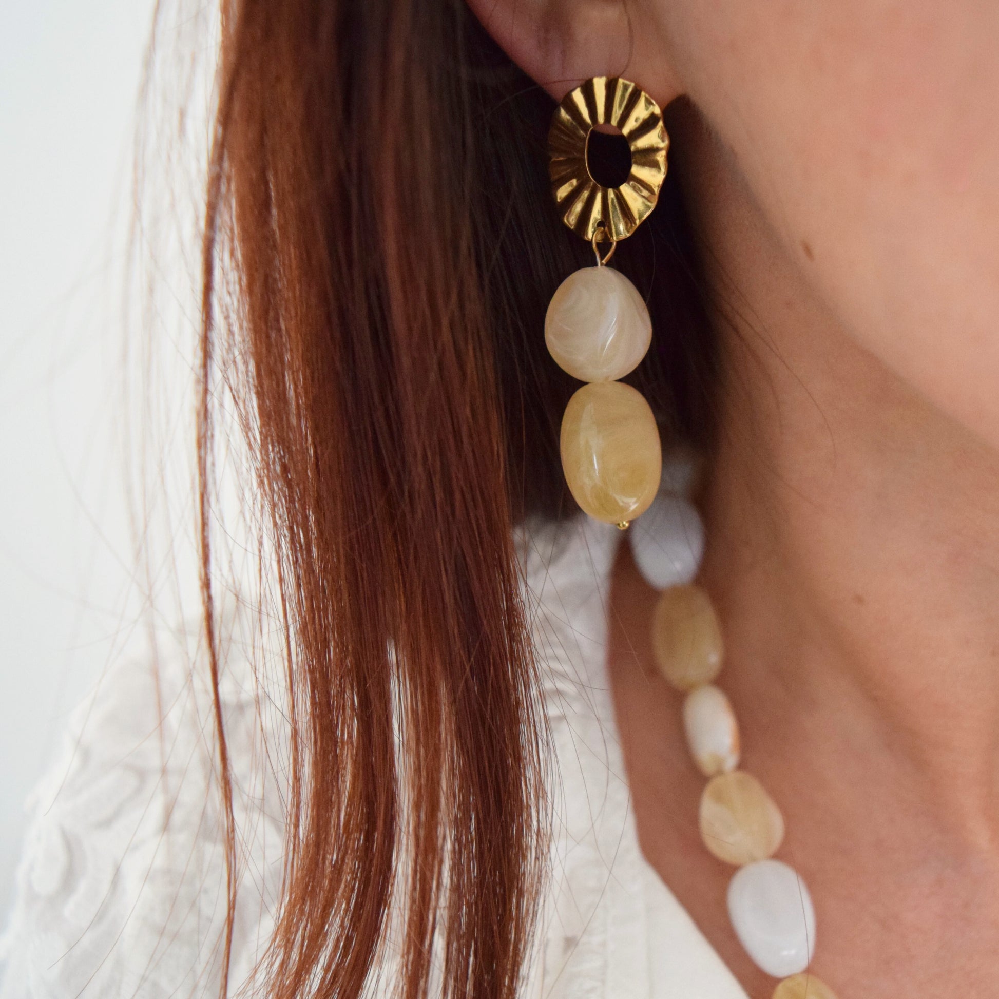 Boucles d’oreilles longues et légères ÉLISE, design élégant et lumineux fait main