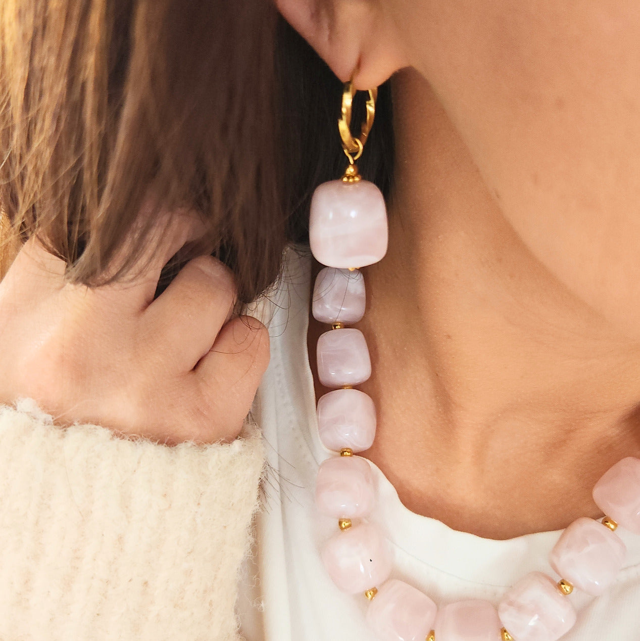 boucles doreilles rosie créoles perles roses