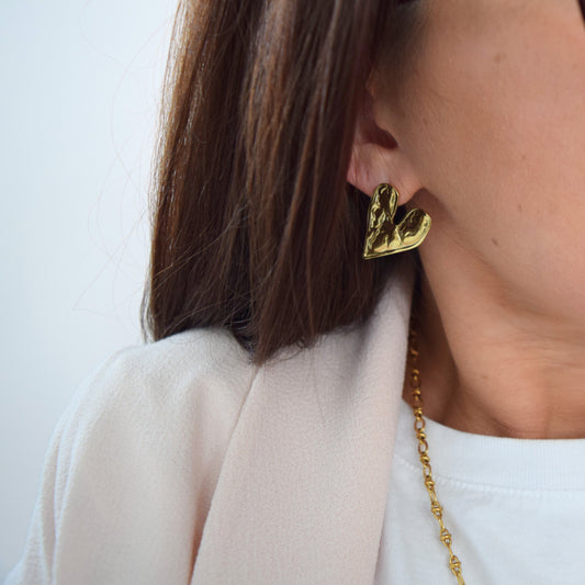 boucles cœur martelé acier inoxydable