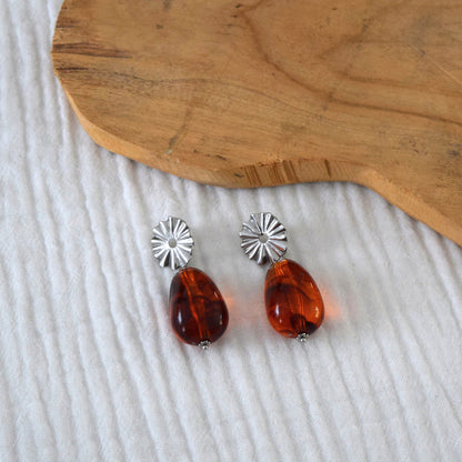 Boucles Isolde reflet ambre, bijou artisanal français