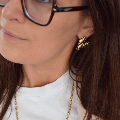 Boucles d’oreilles cœur en acier inoxydable doré