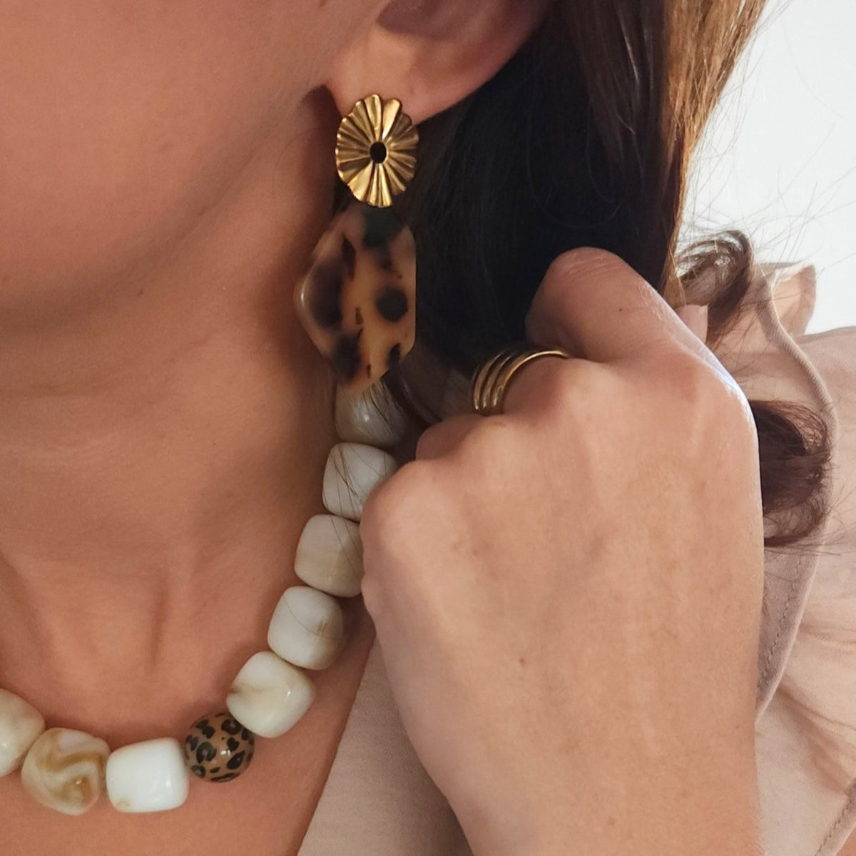 boucles oreilles originales imprimé leopard femme