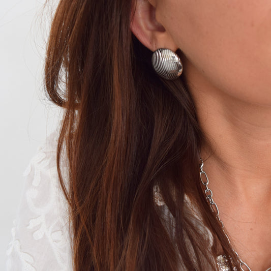 Boucles rondes larges femme acier