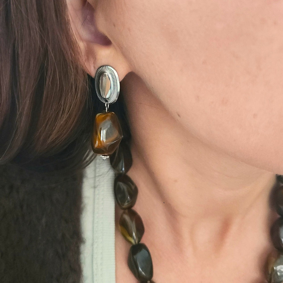 boucles oreilles originales perles chocolat