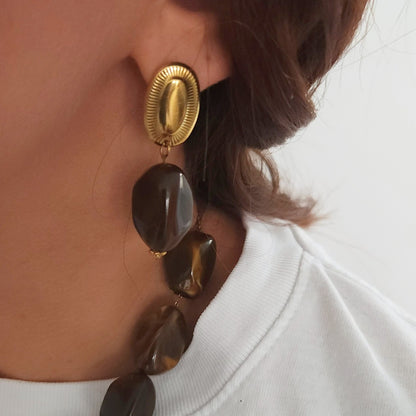 boucles doreilles Mocha femme perles marron chocolat