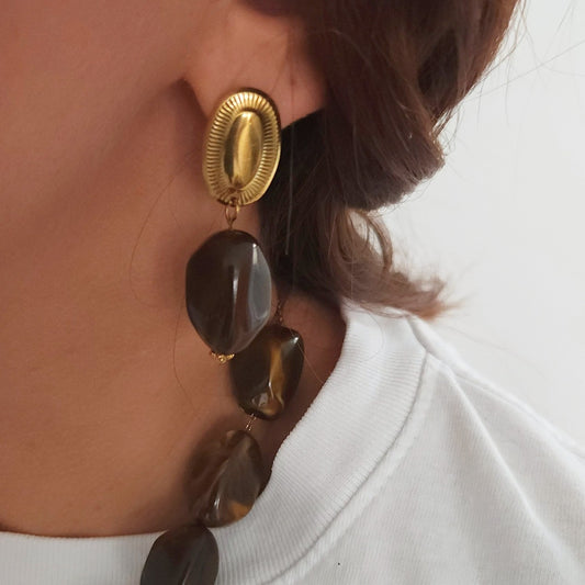 boucles doreilles Mocha femme perles marron chocolat