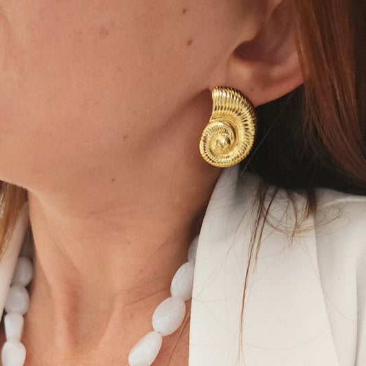 boucles doreilles calypso coquillage doré femme
