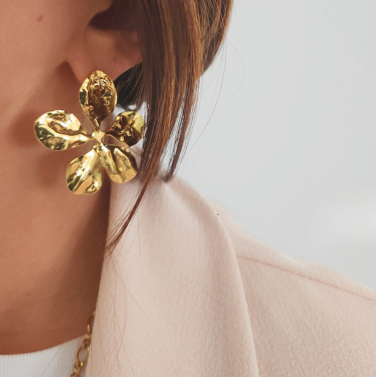 boucles doreilles acier inoxydable floral