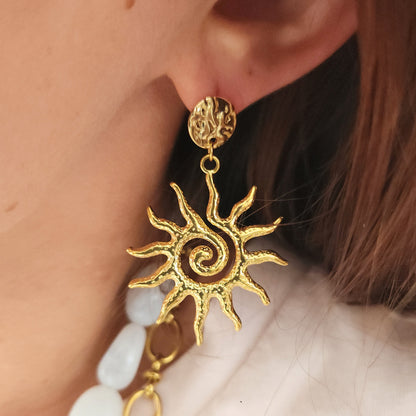 boucles doreilles solara pendentif soleil doré