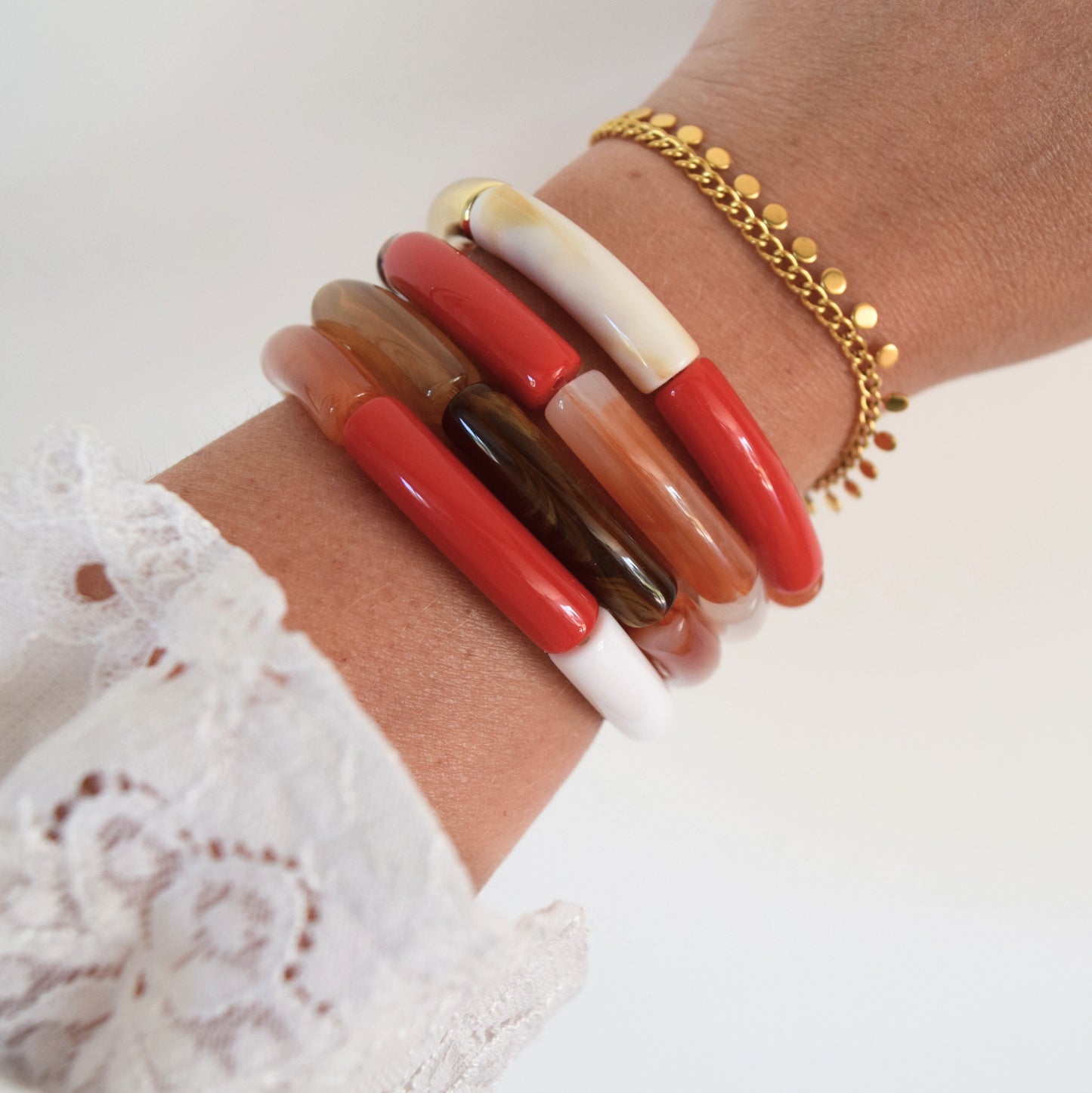 Bracelets joncs tons rouges